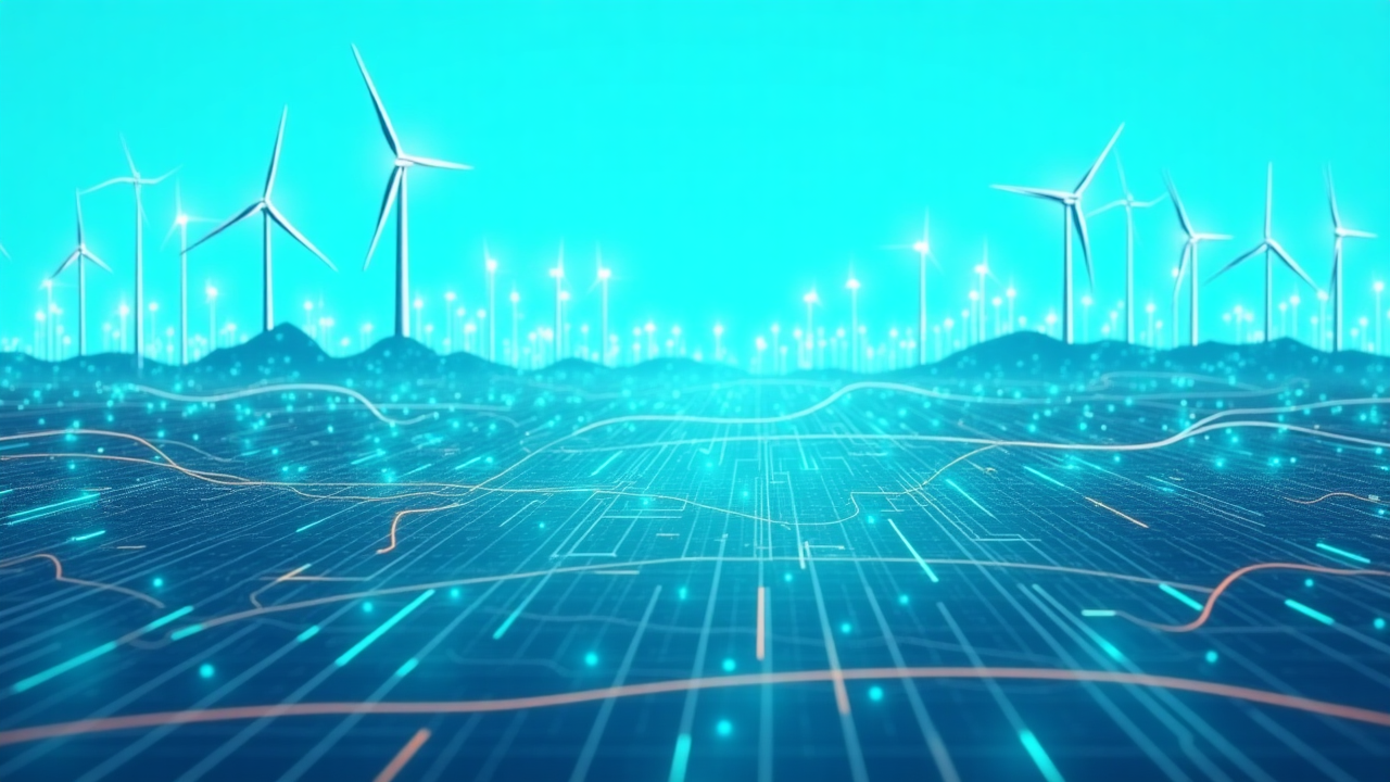Energy sector visualization showing renewable energy growth and traditional energy transition